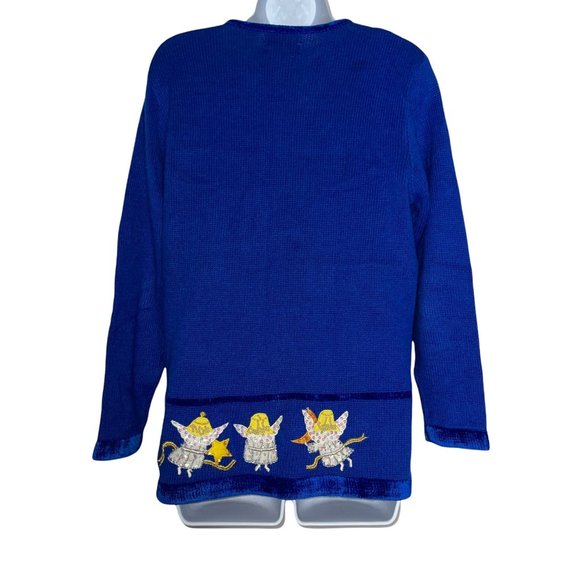Quaker Factory Vintage 90's Y2K Embellished Angel Ugly Christmas Sweater Small - Picture 6 of 10